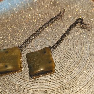 Custom, one of a kind, 3" long jade earrings